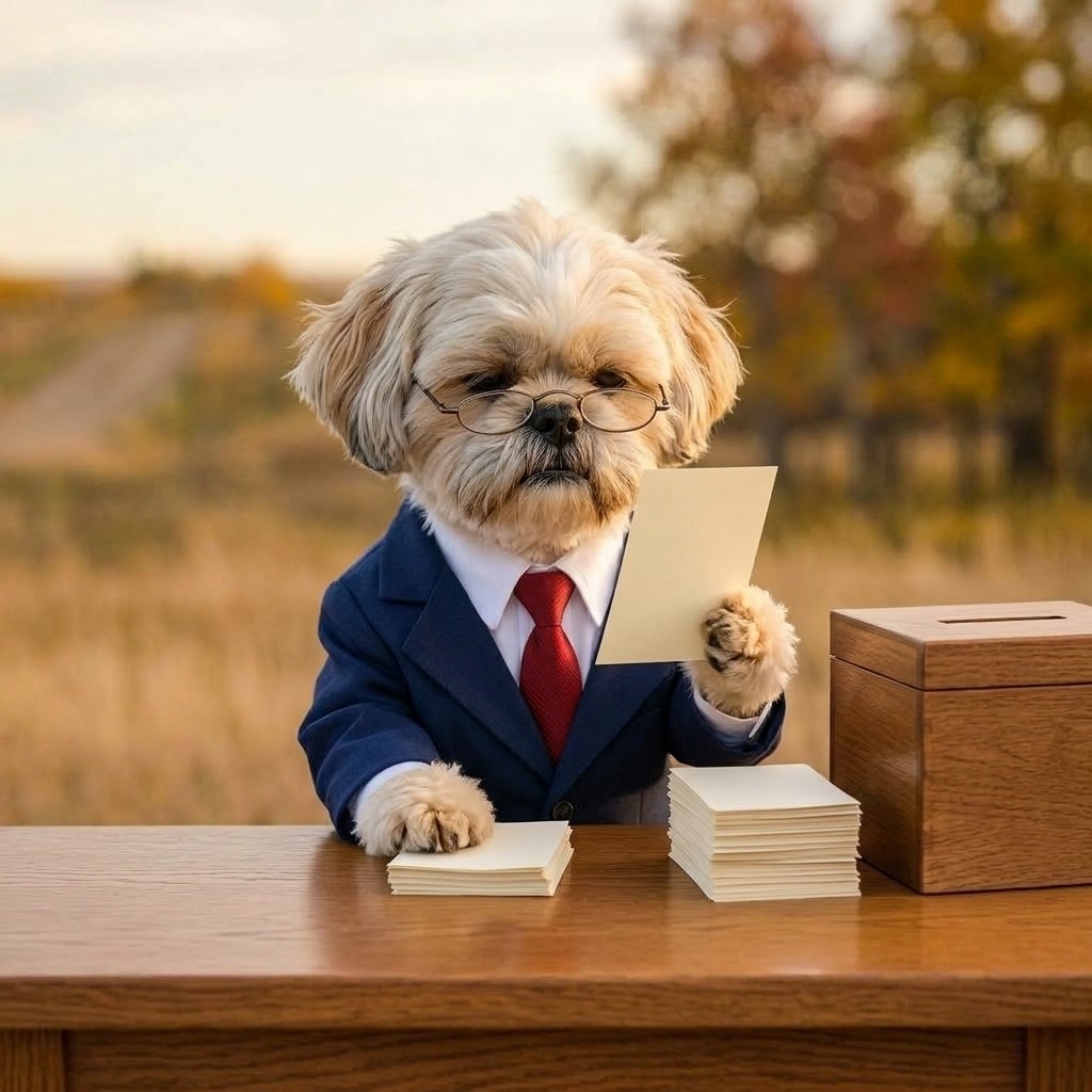 Winston counting ballots at a desk