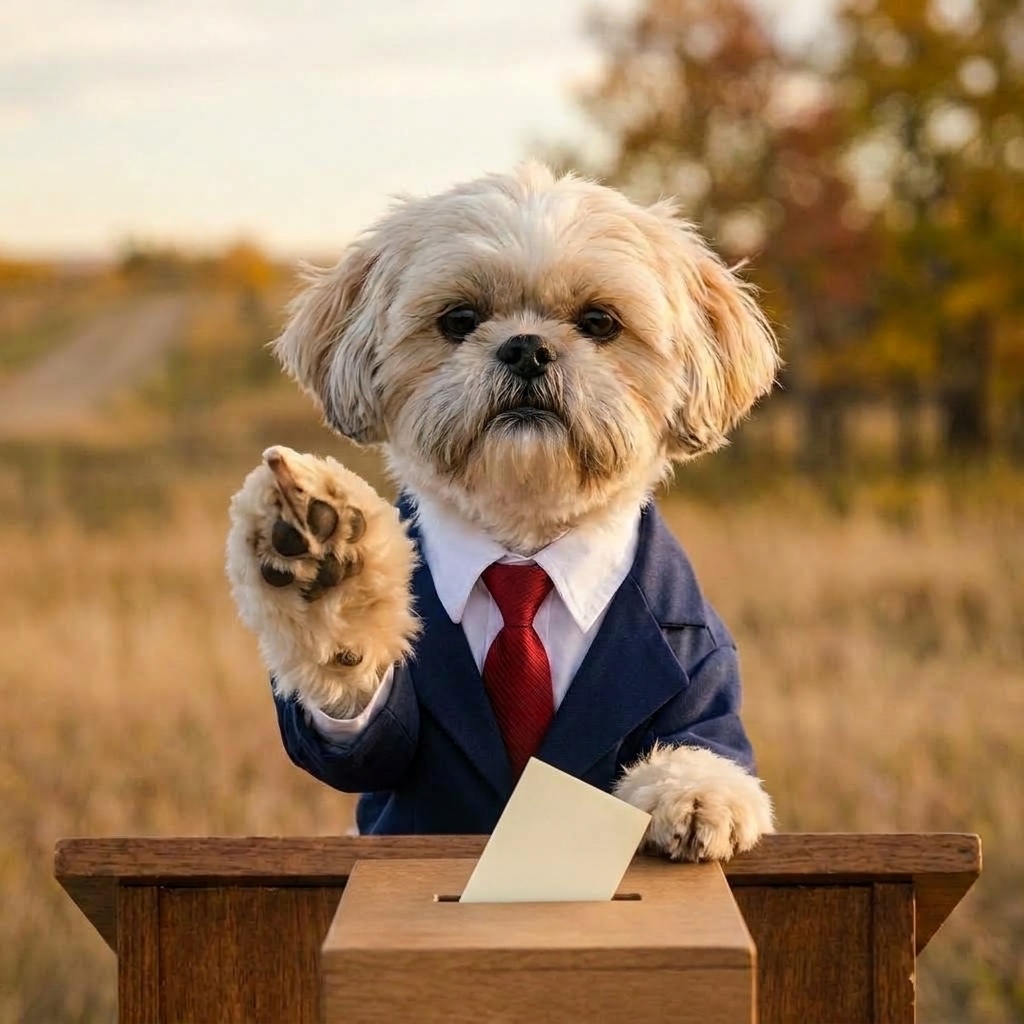Winston, the Election Commissioner, at the podium mid-sentence